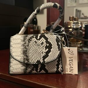 Snake print mini bag w/ chain.